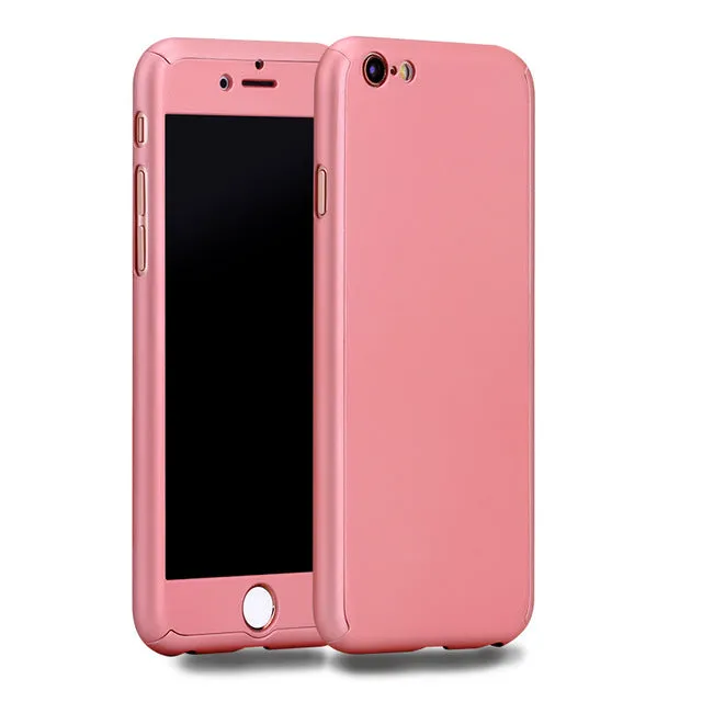 2016 New Hybrid 360 Case Hard Ultra thin Capa Cover For fundas iPhone 6 6S Plus 7 7 Plus Phone Case   Tempered Glass