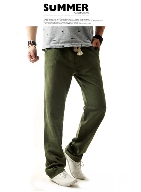 2017 Fashion Men linen pants  Comfortable Male trousers jogger pants casual straight pants plus size M-4XL Free Shipping