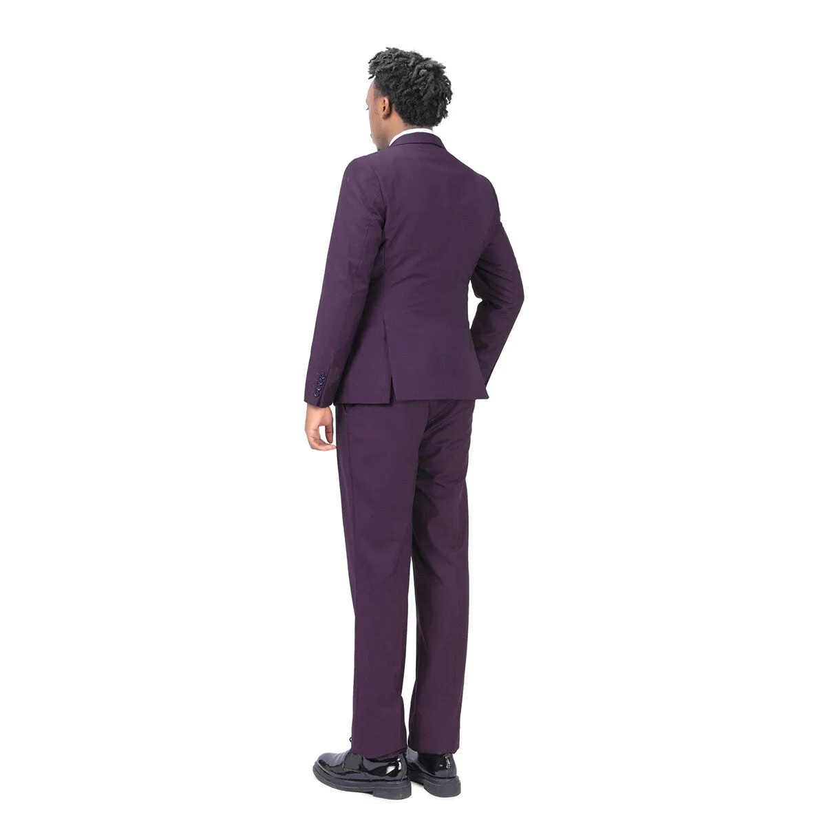 3-Piece One Button Formal Suit Dark Purple Suit