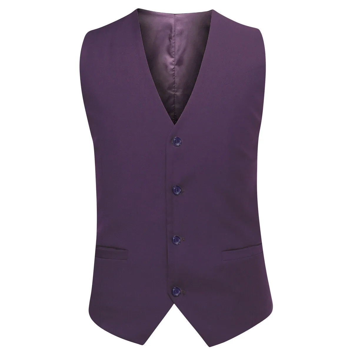 3-Piece One Button Formal Suit Dark Purple Suit