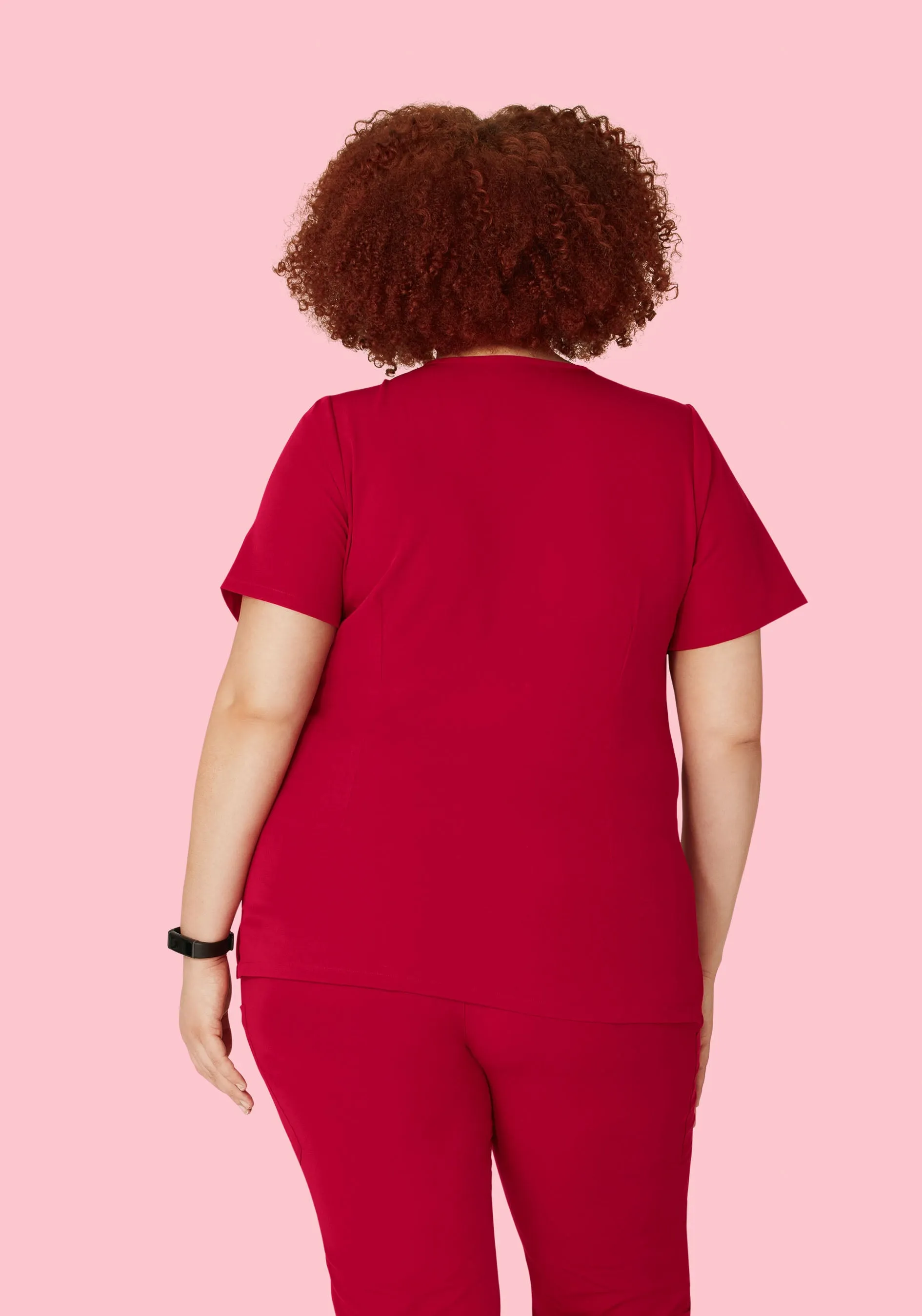 5 Pocket Notch Neck Top Crimson