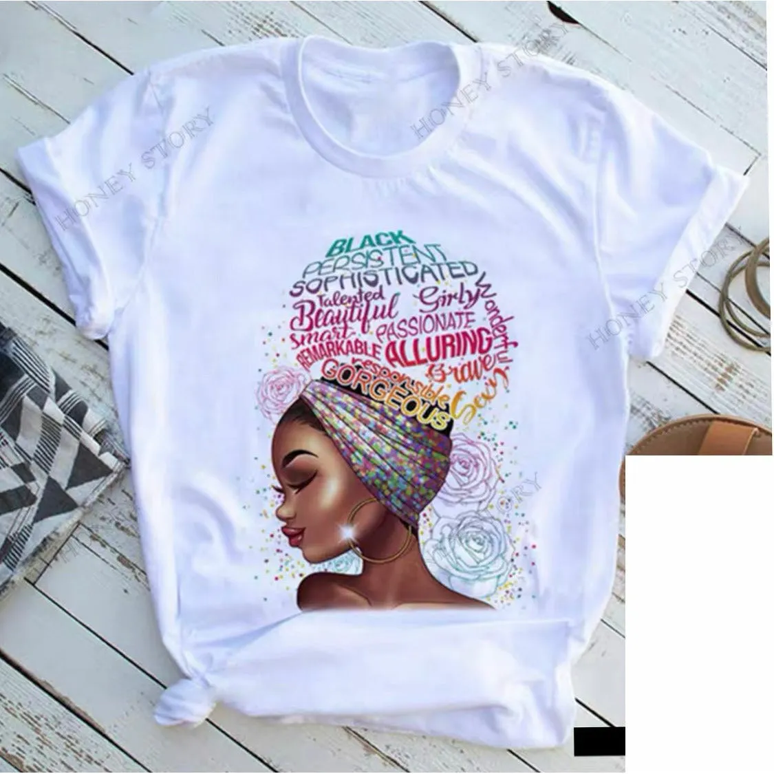 African Black Queen Print T-Shirt