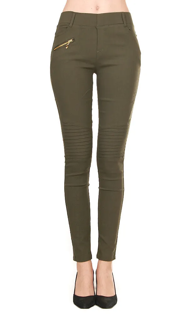 AL16773 Olive Stretch Jeggings