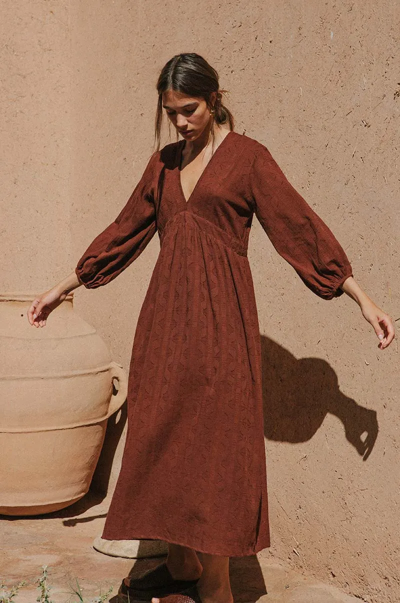 ALMA Midi Dress - chocolate cotton