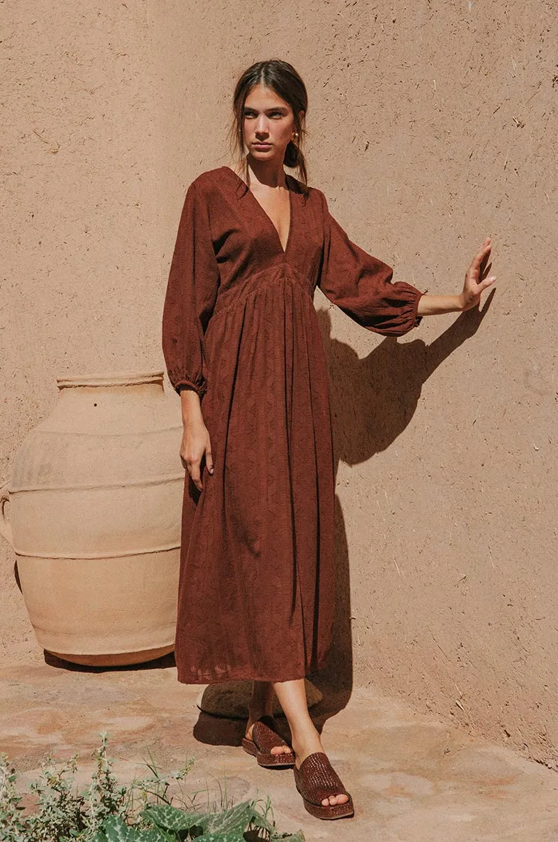 ALMA Midi Dress - chocolate cotton