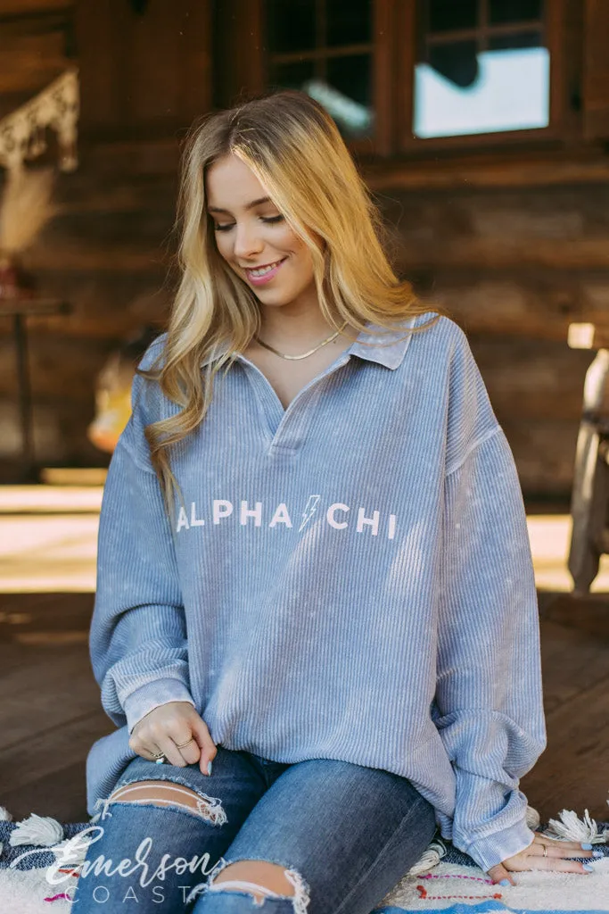 Alpha Chi Omega Collared Cord Pullover