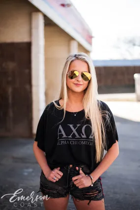 Alpha Chi Omega Crop Letter Tee