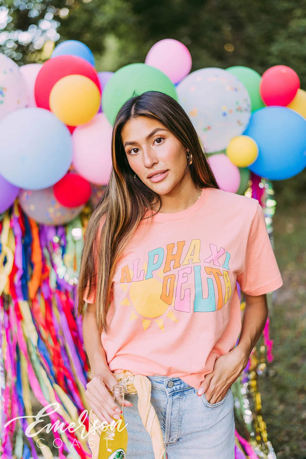 Alpha Xi Delta Coral Sunshine Tee