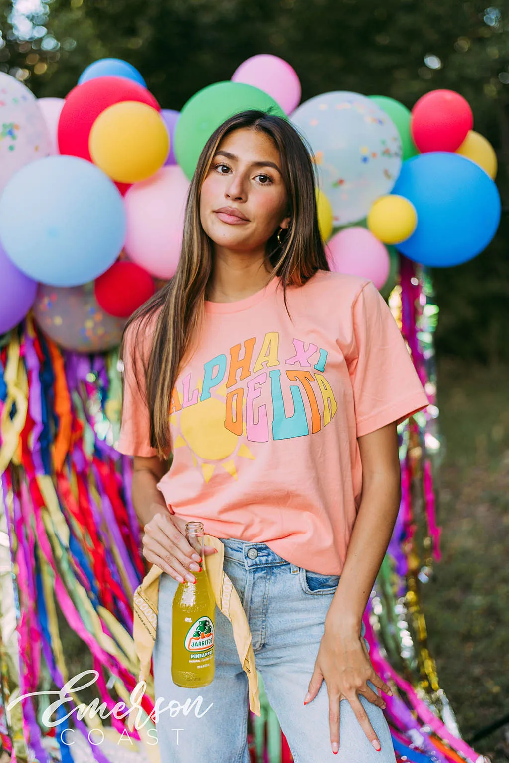 Alpha Xi Delta Coral Sunshine Tee