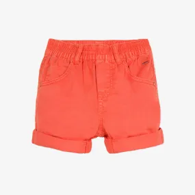 Baby boy gabardine bermuda shorts tinted in flame-orange