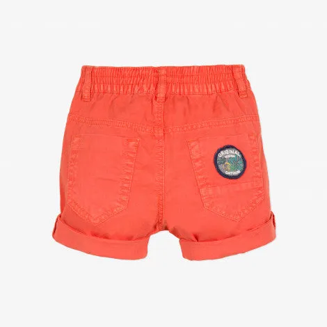 Baby boy gabardine bermuda shorts tinted in flame-orange