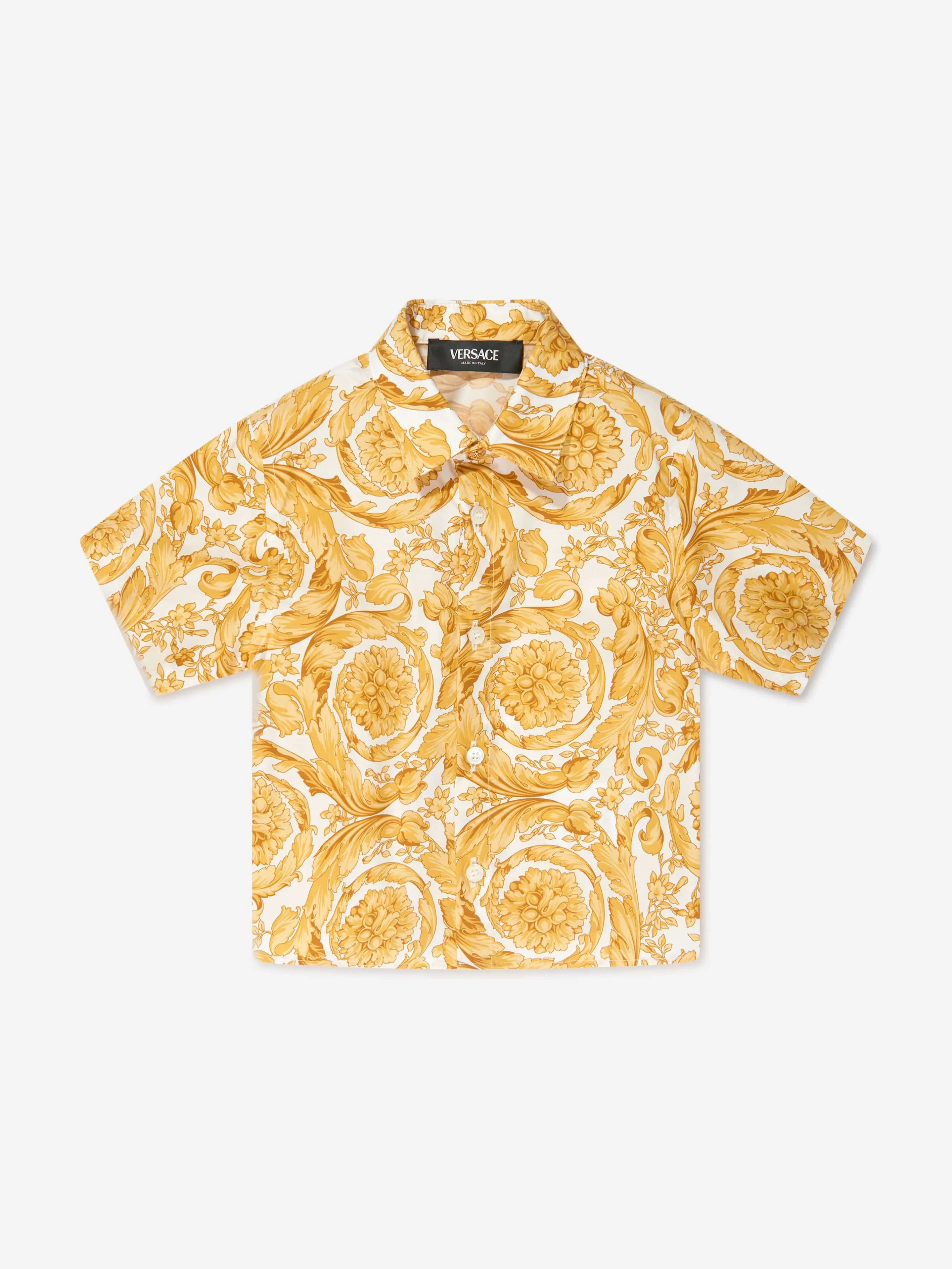 Baby Boys Barocco Shirt in Gold