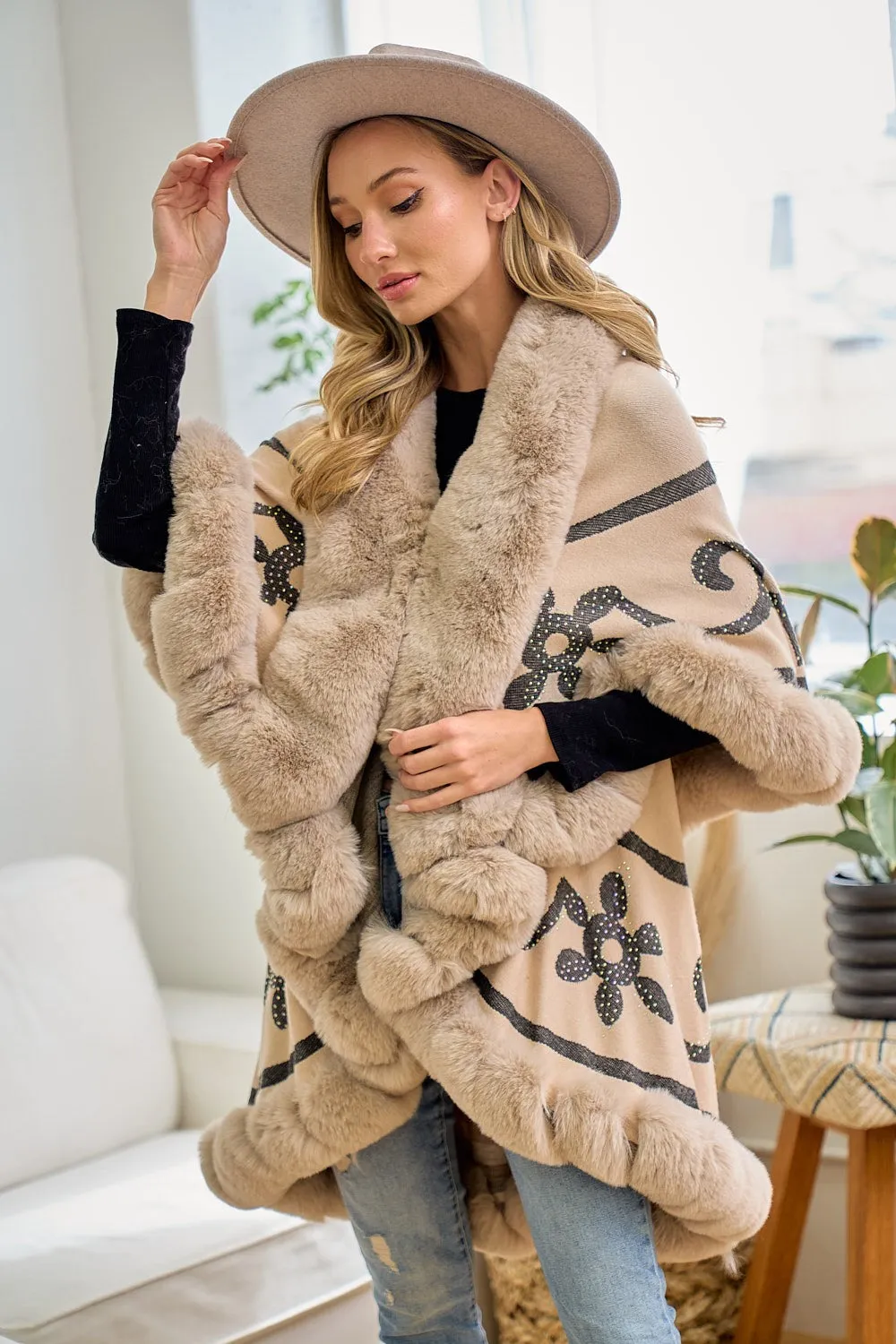 Beige Faux Fur Coat