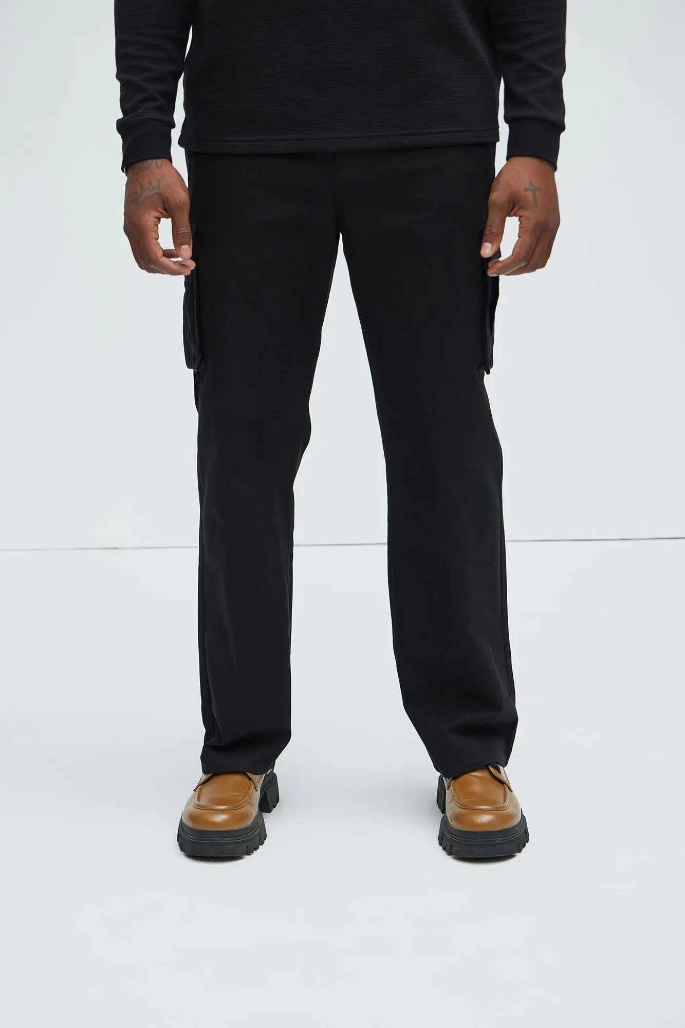 Berry Straight Cargo Pants - Black