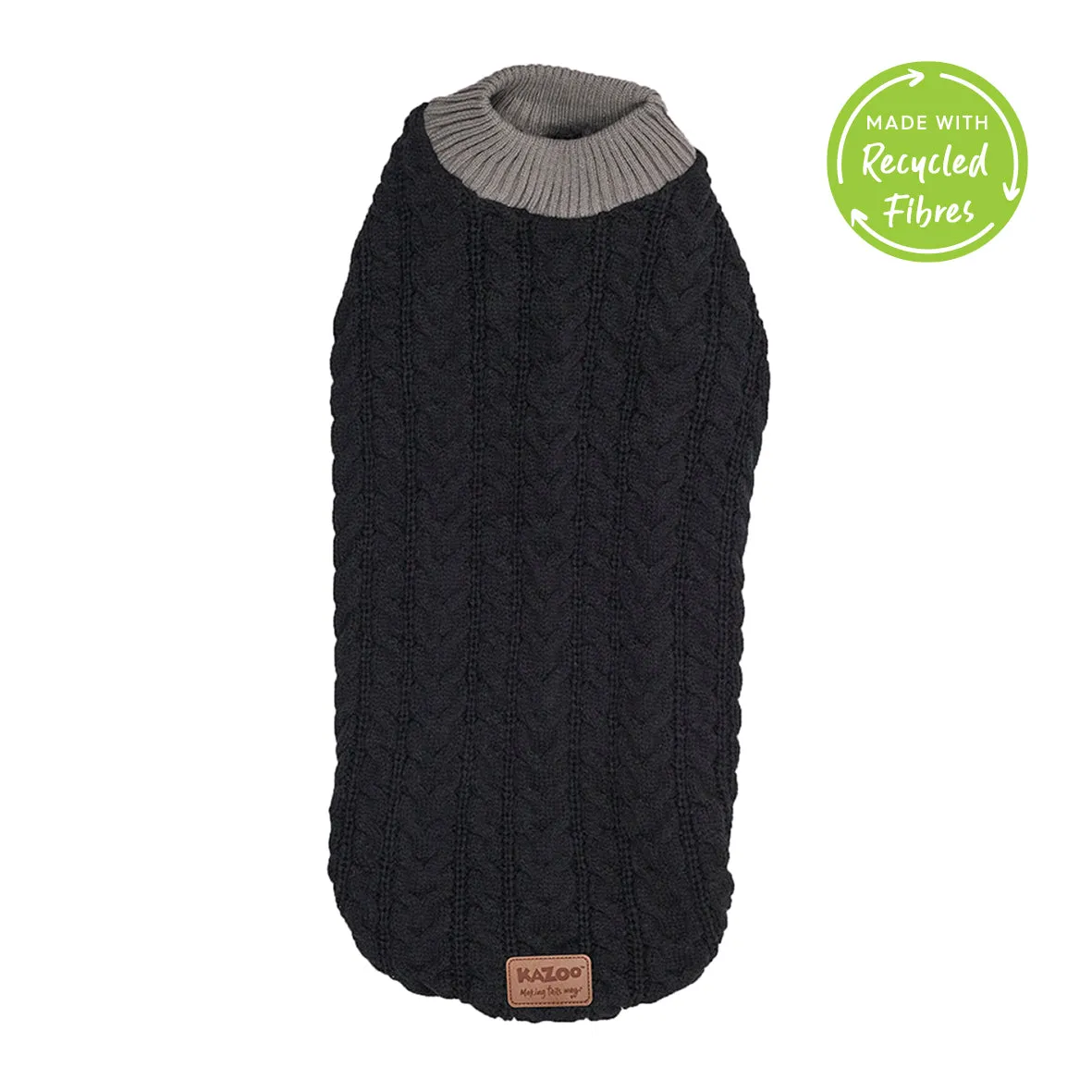 Black Cable Knit Dog Jumper