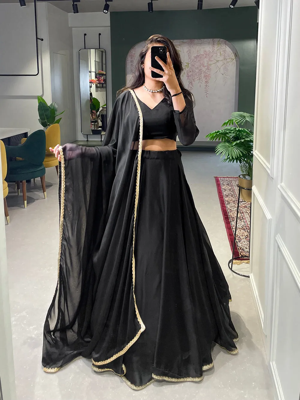 Black Color Rangoli Silk Party Wear Dress