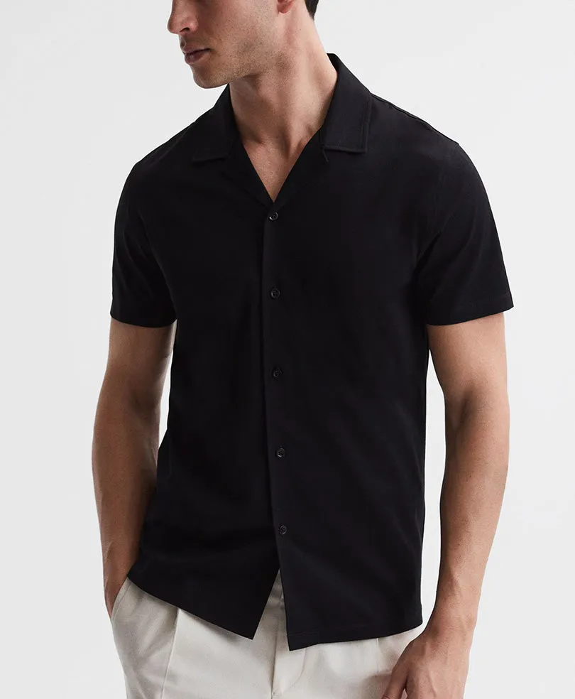 Black Cuban Collar Shirt