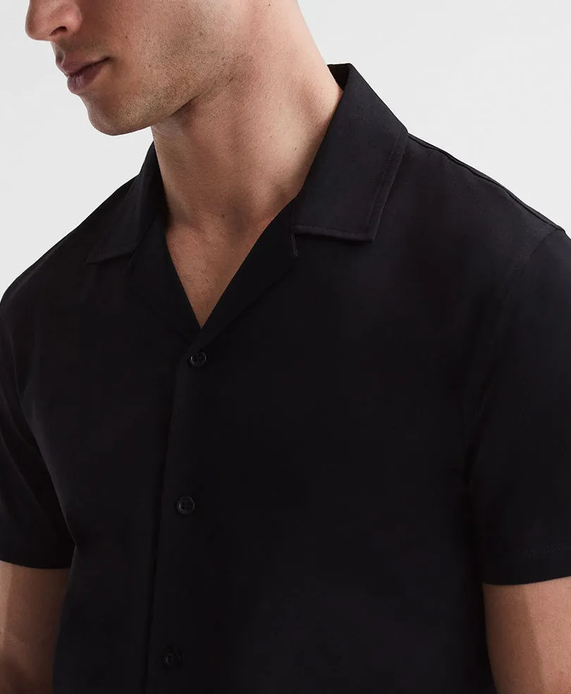 Black Cuban Collar Shirt