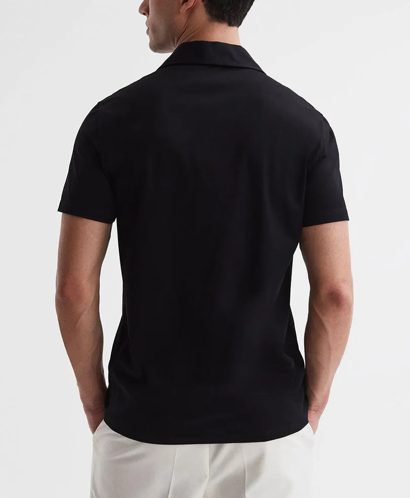 Black Cuban Collar Shirt