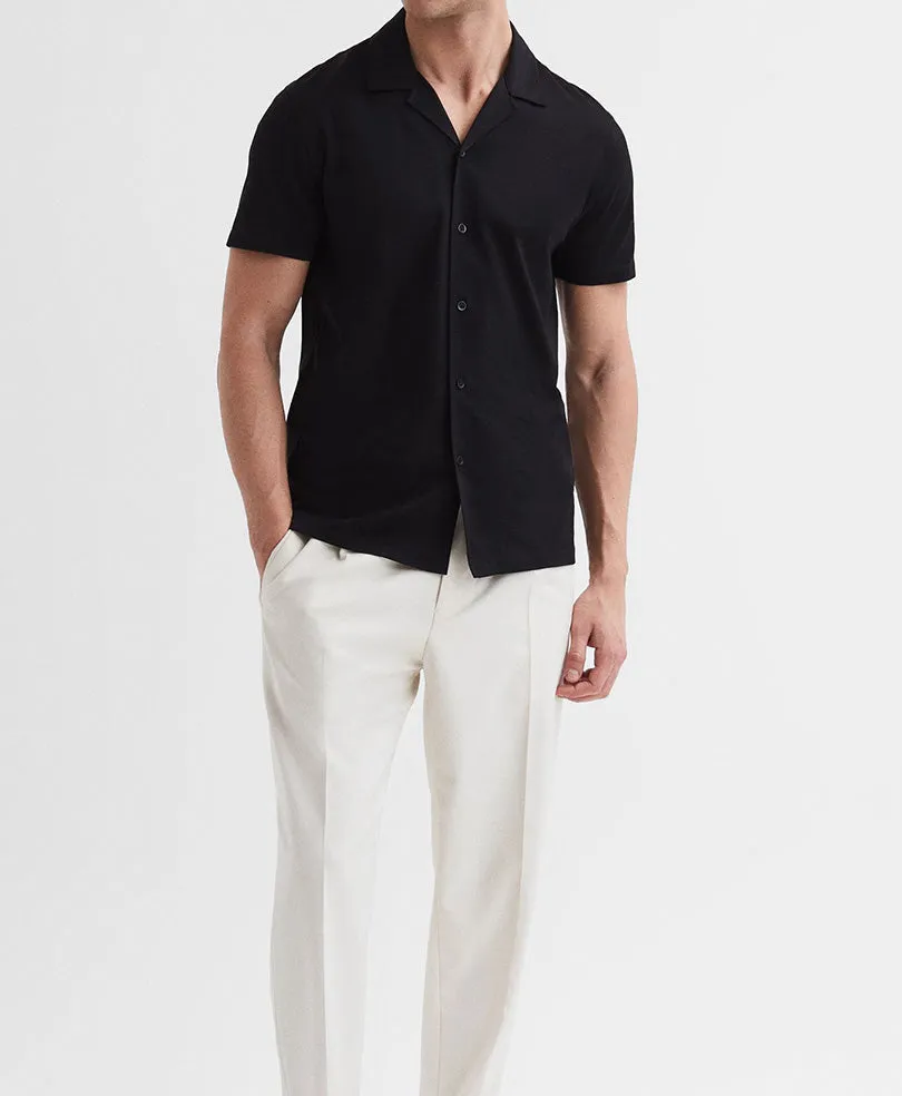 Black Cuban Collar Shirt