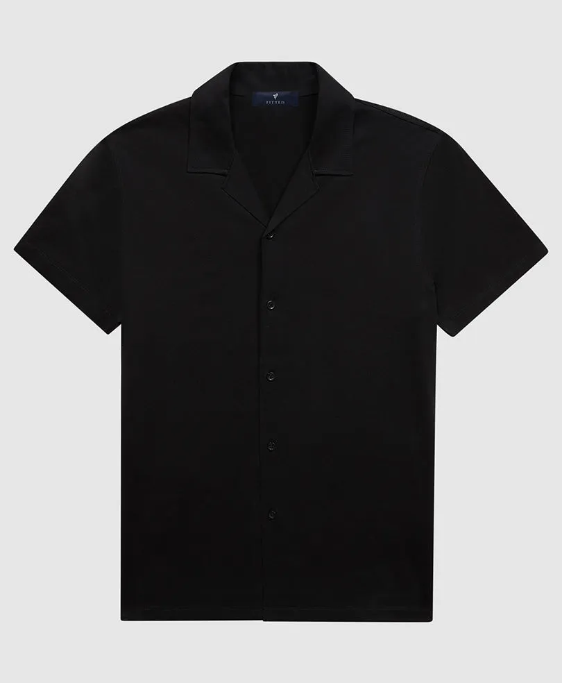 Black Cuban Collar Shirt