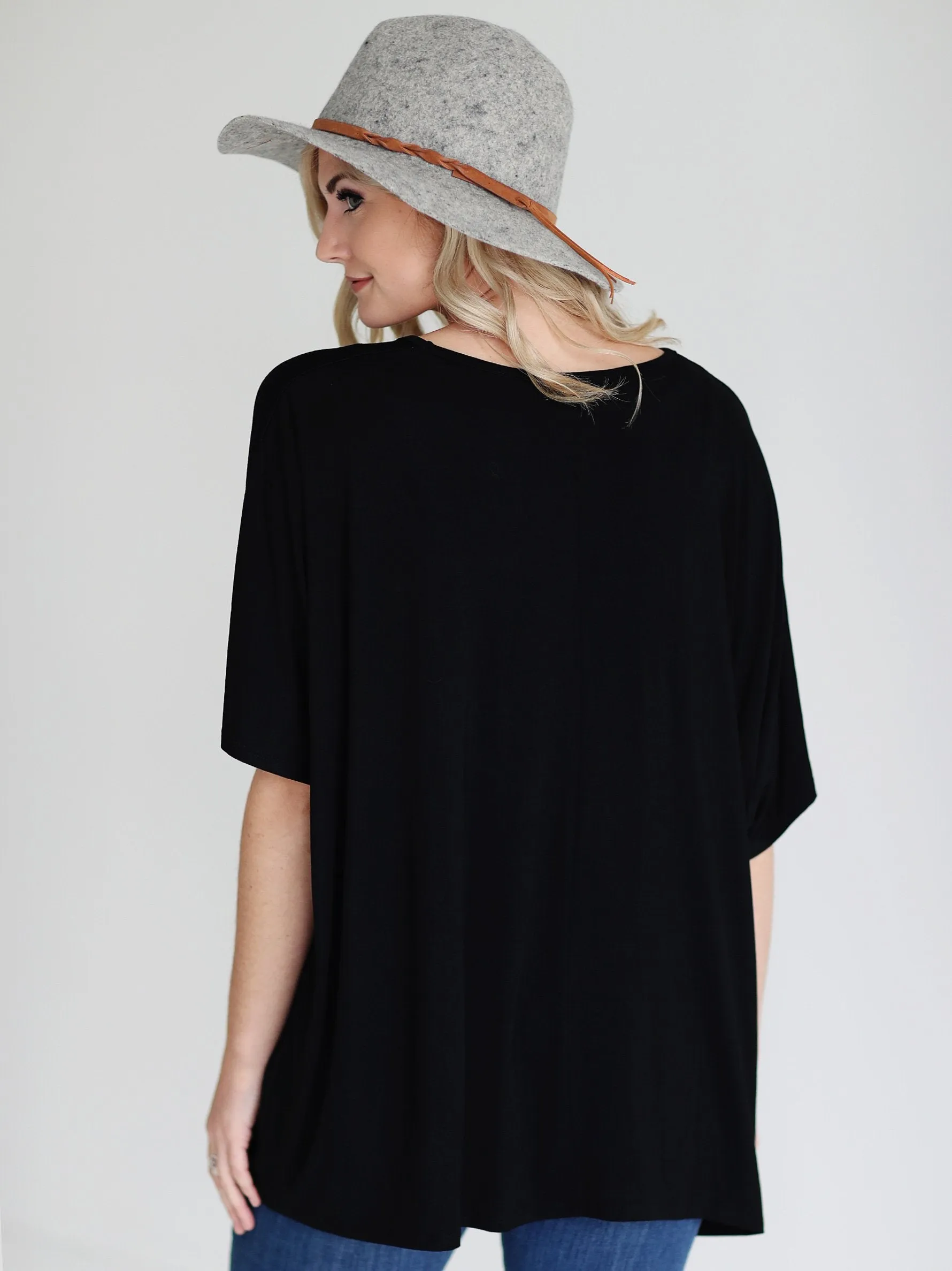 Black DLMN Slouchy Oversized Top