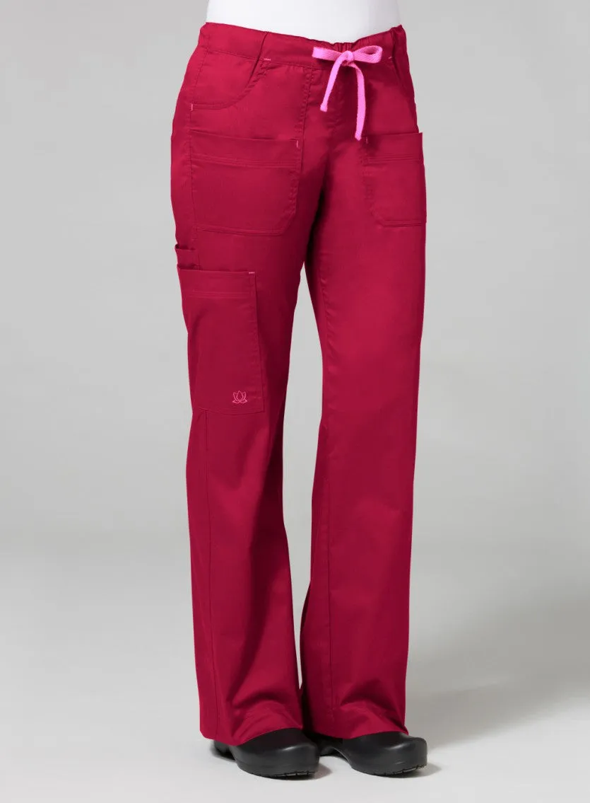 Blossom Utility Cargo Pant XS-5XL by Maevn / Crimson/Light Pink Trim