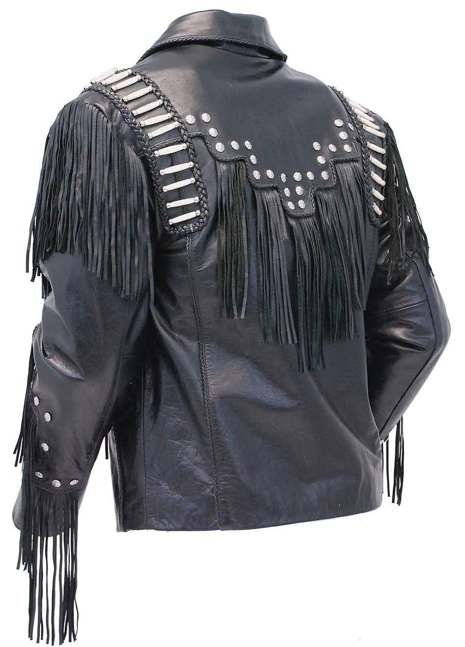 Bones & Braids Fringed Leather Jacket #M1706FBB