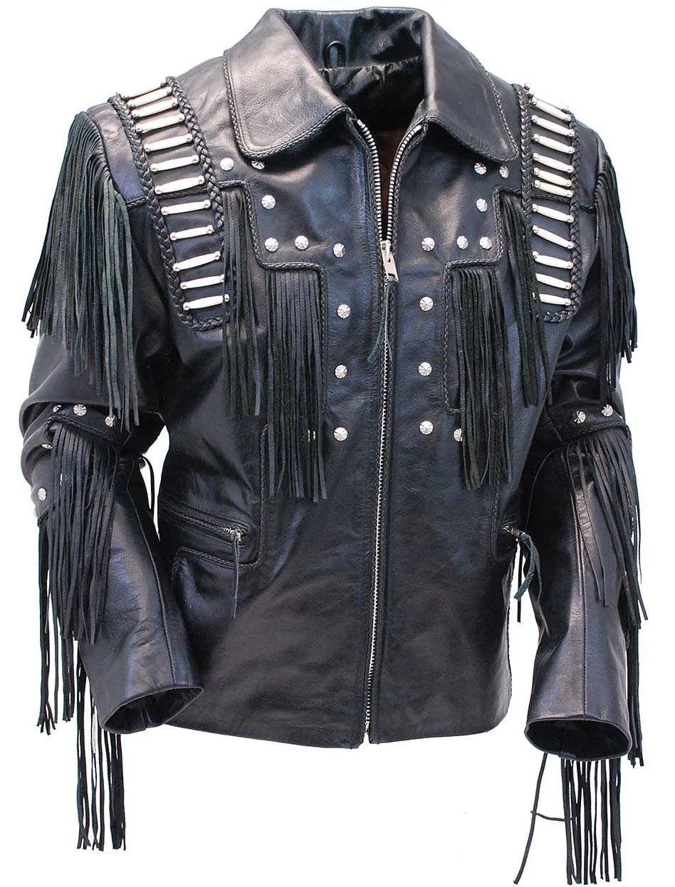 Bones & Braids Fringed Leather Jacket #M1706FBB