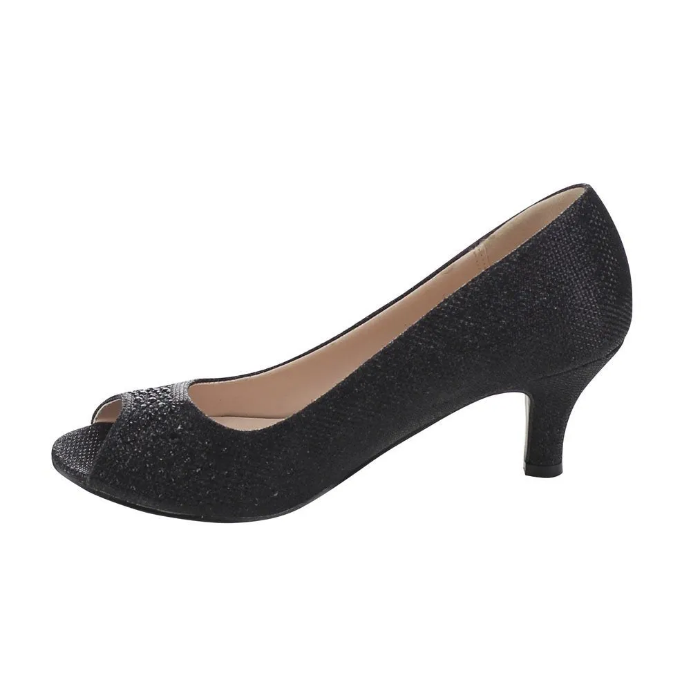 Bonnibel Wonda-2 Womens Peep Toe Low Heel Glitter Slip On Dress Pumps