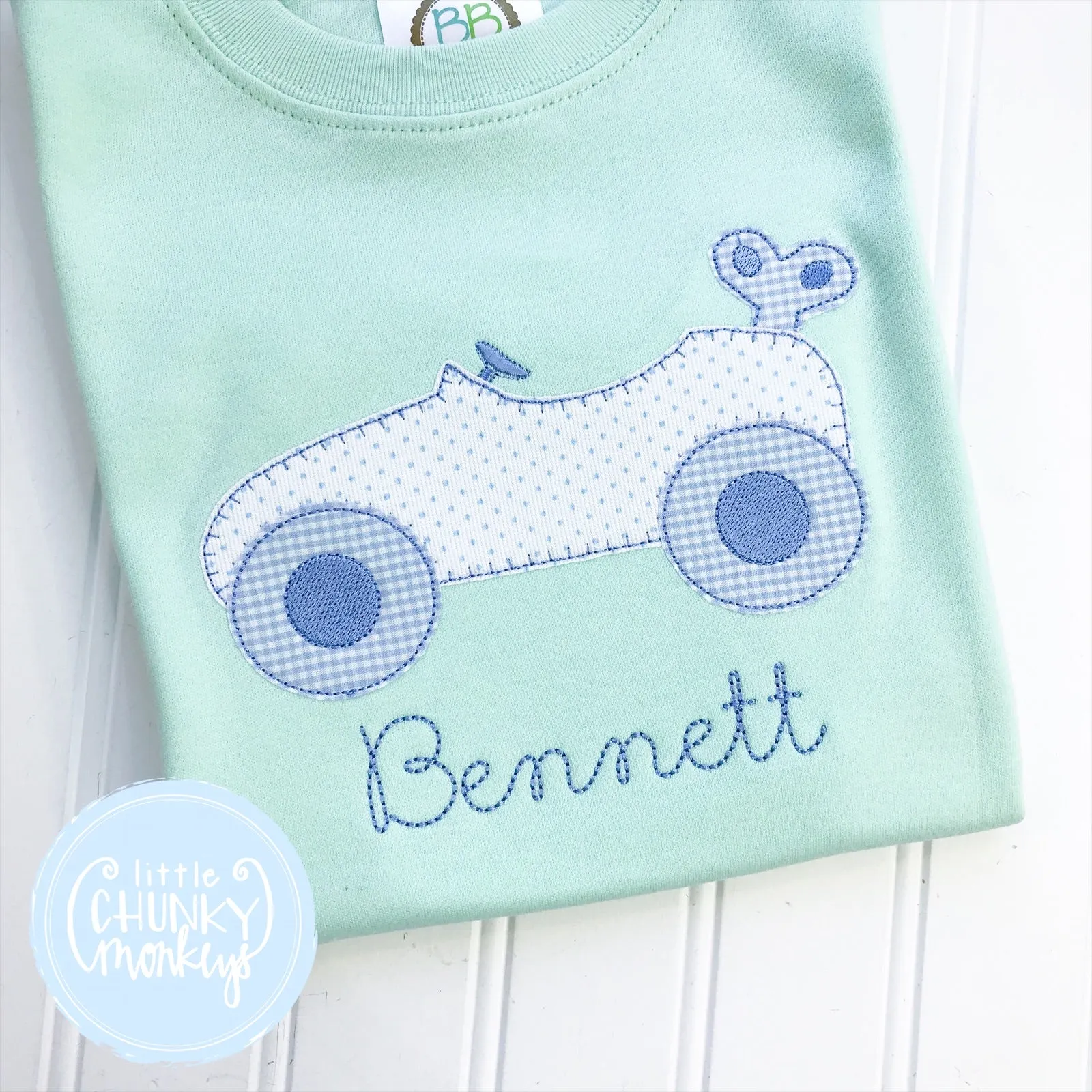 Boy Shirt - Toy car on Mint Shirt