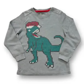 Boys Epic Threads Size 6 Gray Thermal Long Sleeve Christmas Dino Shirt