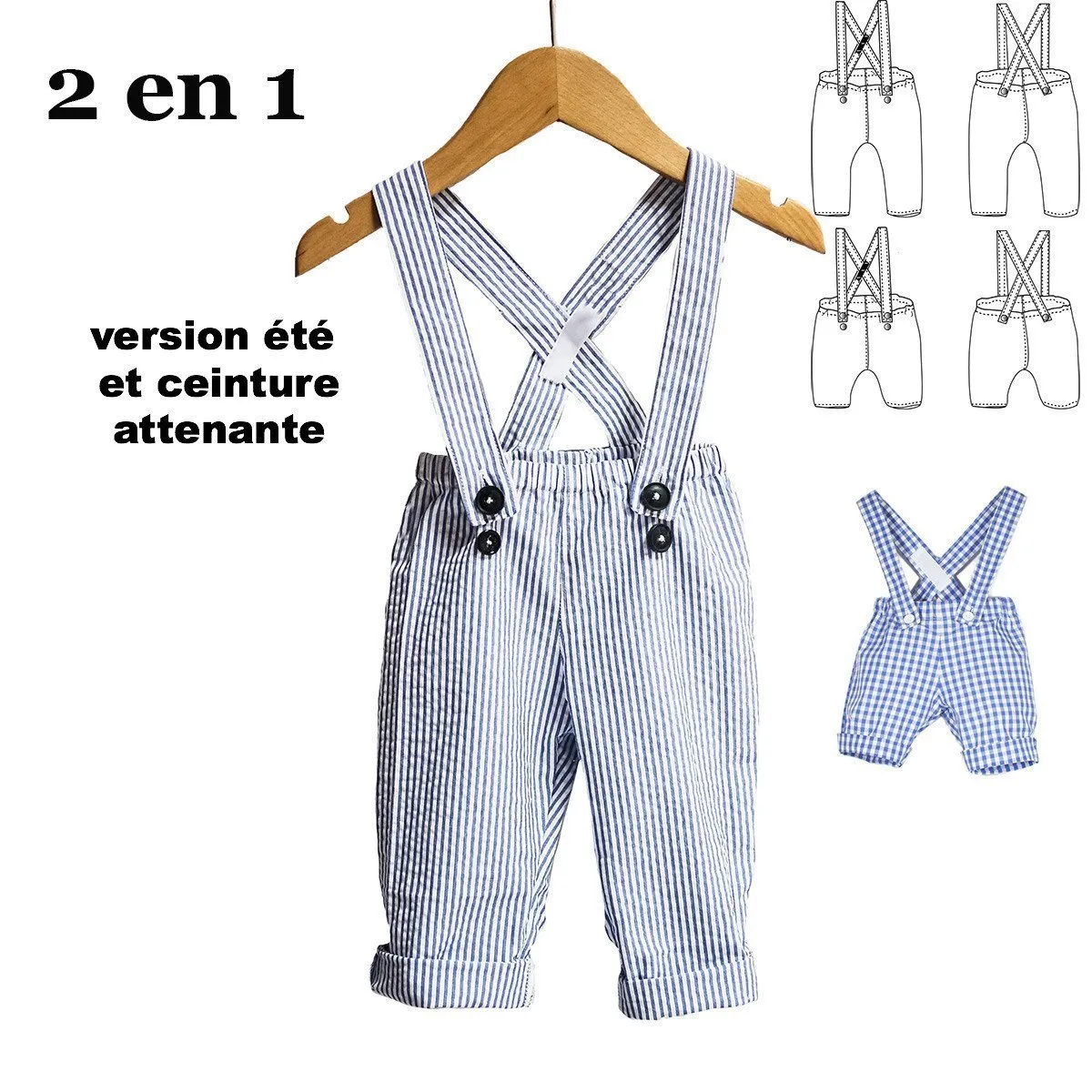 Brighton Pants/Shorty with Shoulder Straps Sewing Pattern - Baby 6m/4y - Ikatee