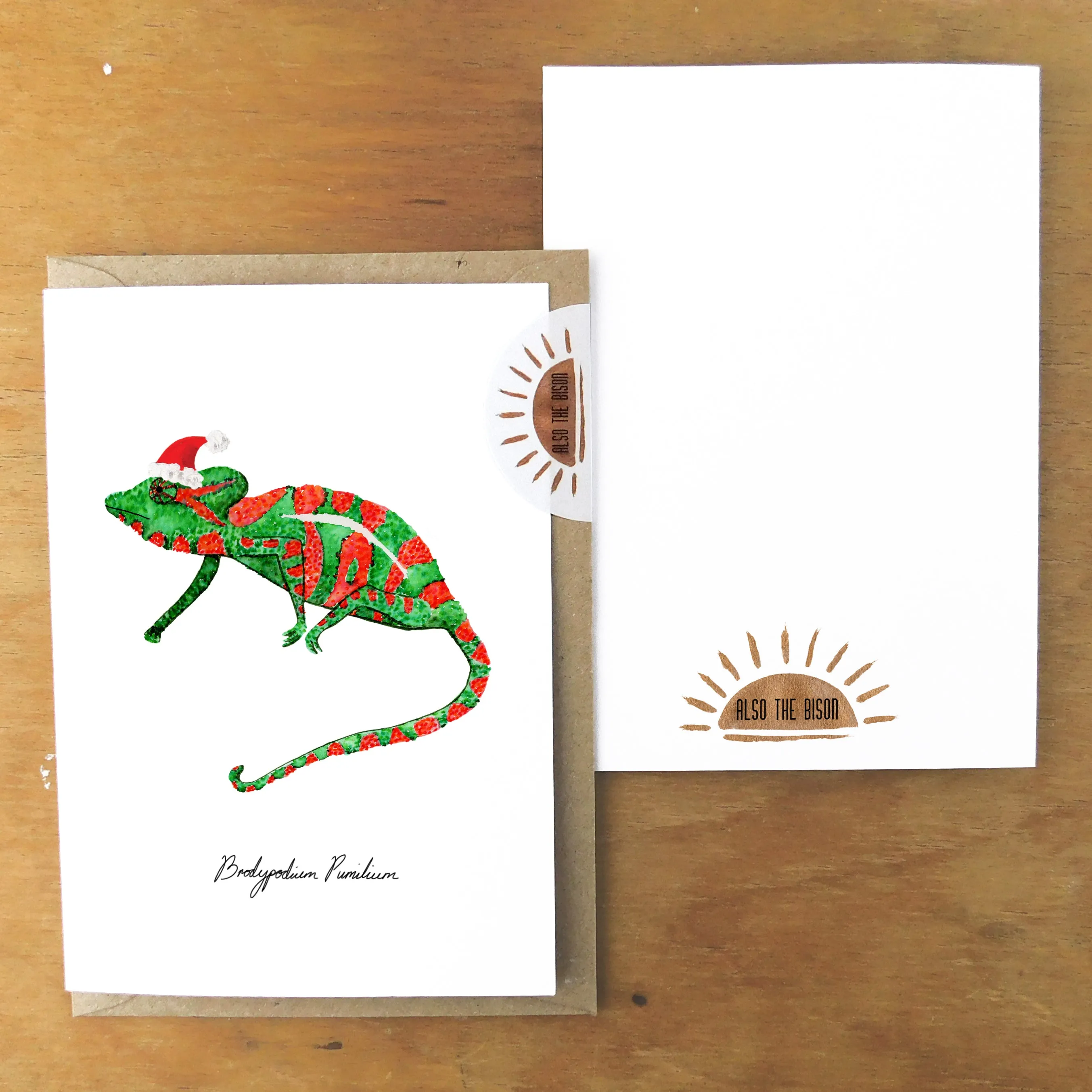 Camouflage Christmas Dwarf Chameleon Greetings Card