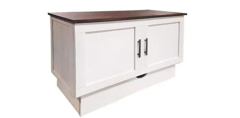 Cape Cod Murphy Cabinet Bed in Brushed White and Acacia - Available in 2 Sizes