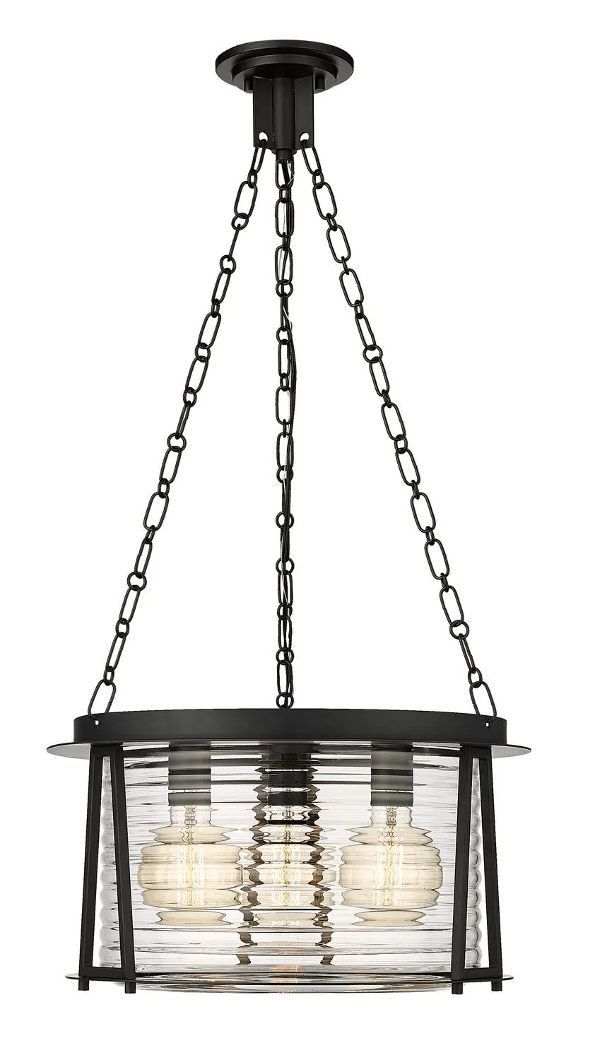 Cape Harbor Pendant Three Light Pendant in Matte Black