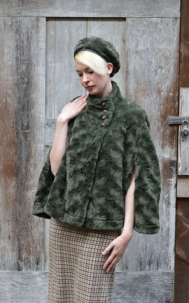 Capelet - Cuddly Faux Fur in Army Green (Two Left!)