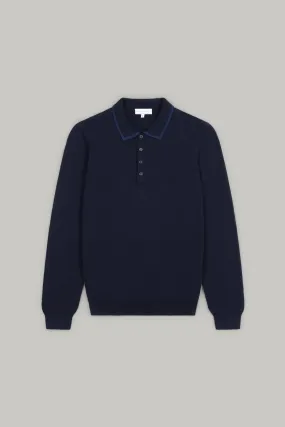 Carnaby 4 Button Knitted Polo Shirt - Navy