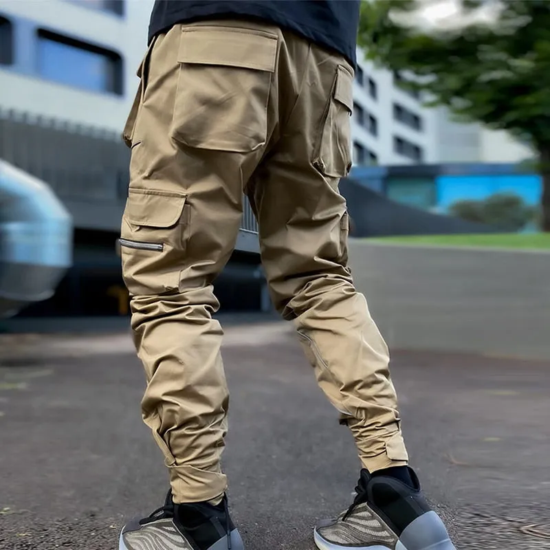 Casual Hip-Hop Cotton Drawstring Closure Cargo Pants