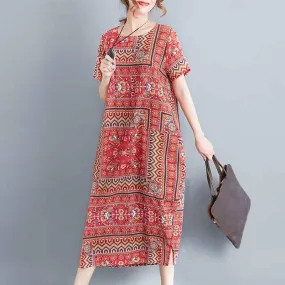 Casual Short Sleeve Loose Printed Dress