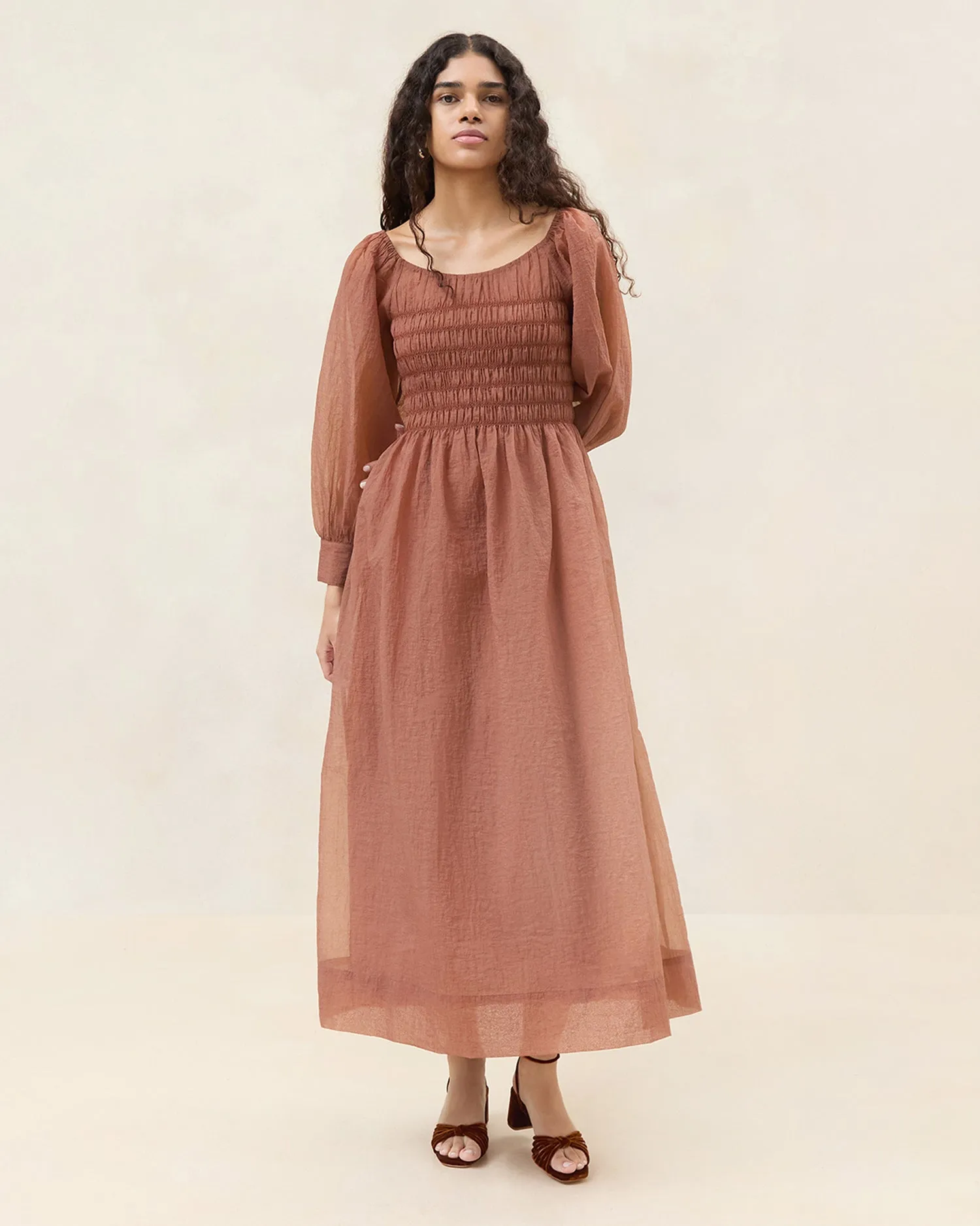 Cecelia Gathered Organza Dress