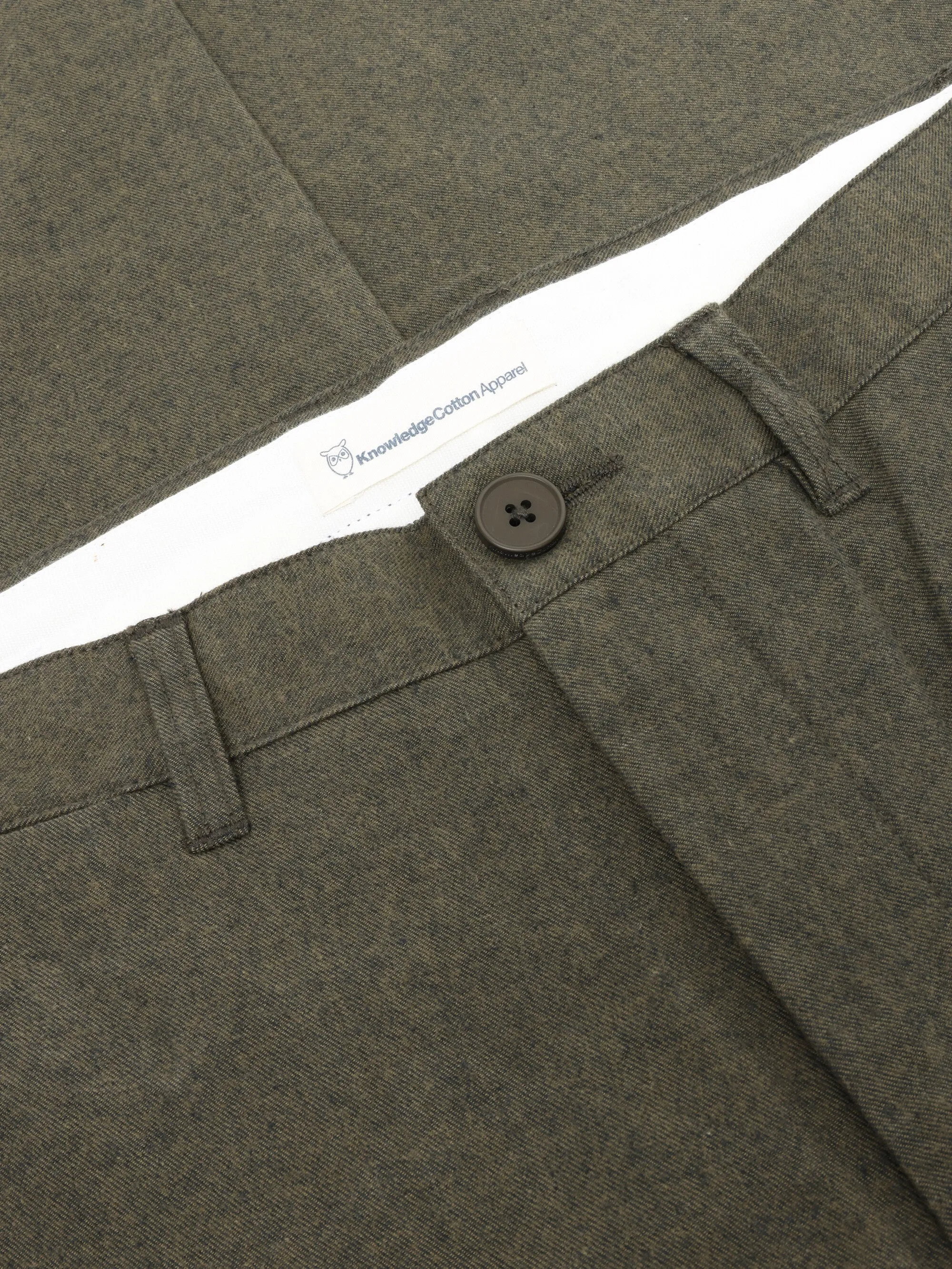 CHUCK regular flannel chino pants - Dark Olive