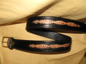 Cobra Skin Inlay Design Harness Leather Belt