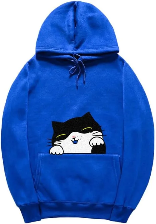 CORIRESHA Teen Cute Cat Hoodie Drawstring Long Sleeve Pocket Cotton Sweatshirt