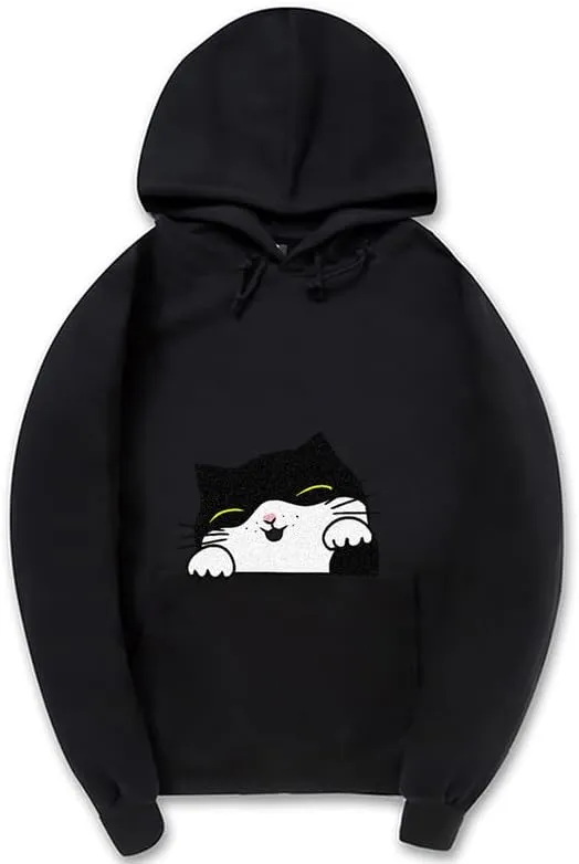 CORIRESHA Teen Cute Cat Hoodie Drawstring Long Sleeve Pocket Cotton Sweatshirt