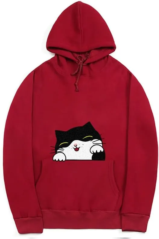 CORIRESHA Teen Cute Cat Hoodie Drawstring Long Sleeve Pocket Cotton Sweatshirt