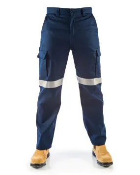 Cotton Drill Cargo Pants With 3M R/Tape - Navy