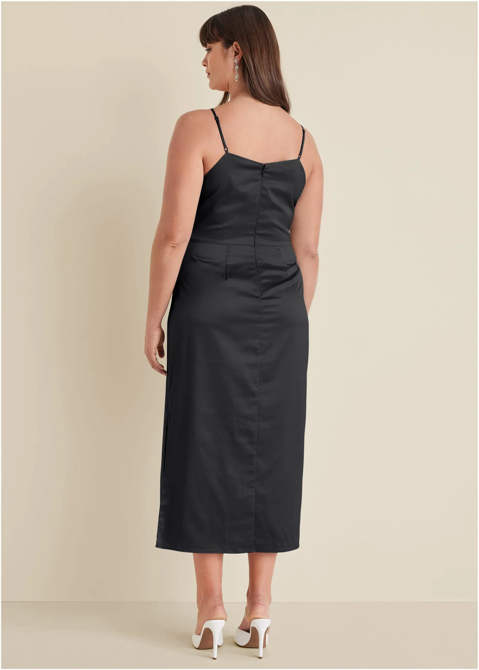 Cowl Neck Slip Dress - Black