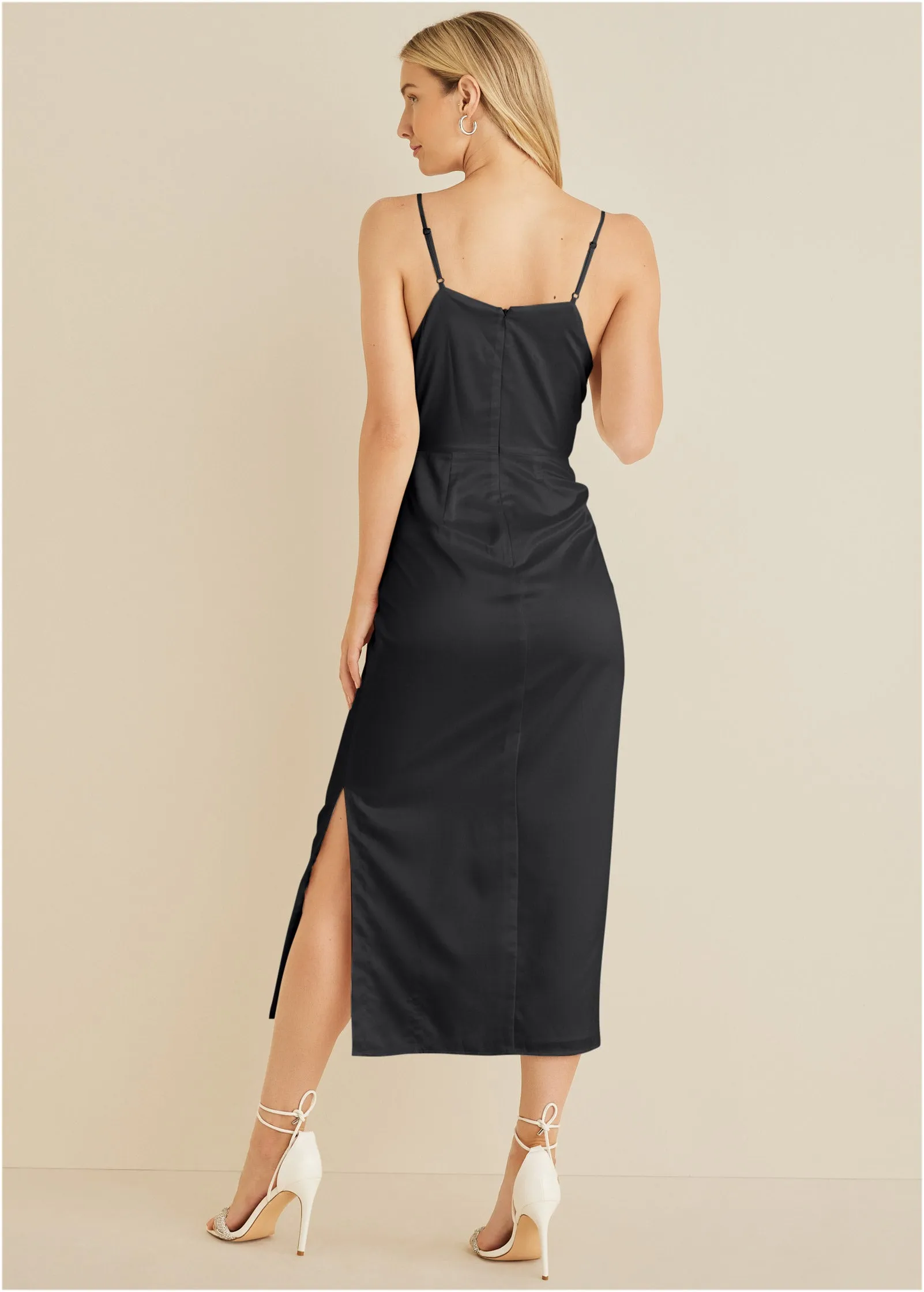 Cowl Neck Slip Dress - Black