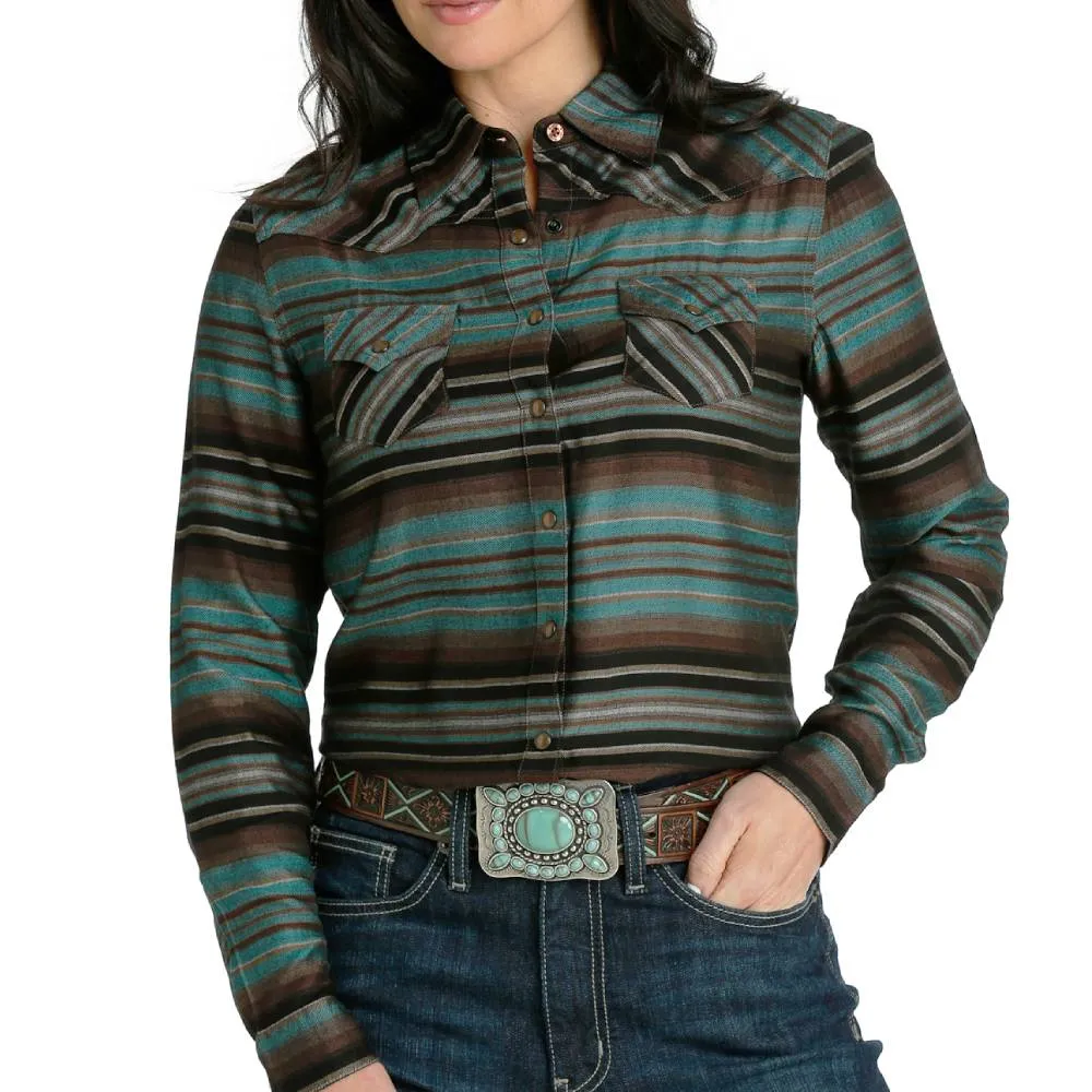 CRUEL DENIM WOMEN'S STRIPE SNAP SHIRT